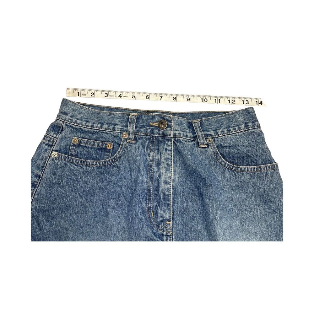 New York A-Line Skirt Women's 6 Blue Denim 100% Cotton 5-Pockets Frayed Hem - Picture 3 of 6